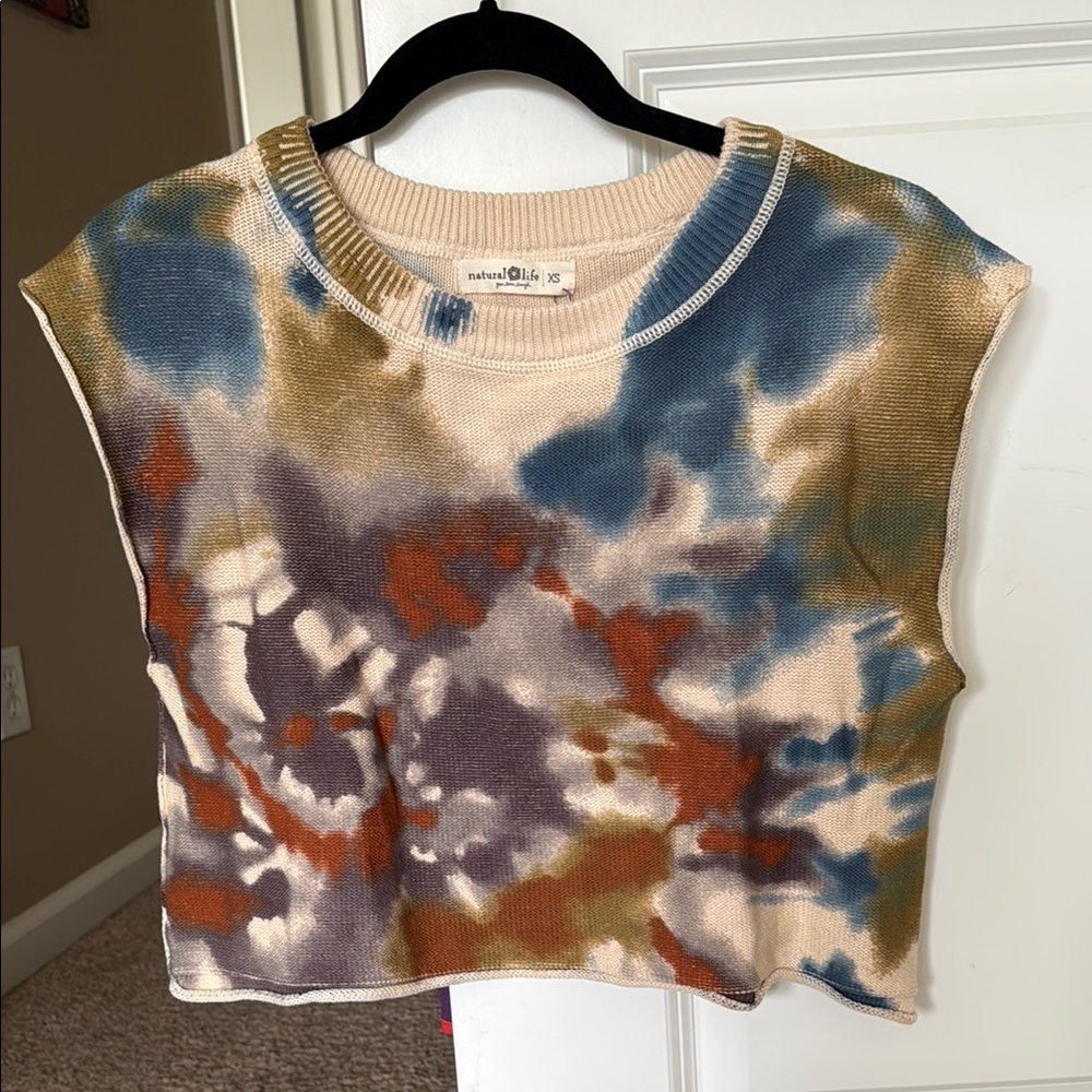 Natural Life Tie-Dye Taylor Cotton Sleeveless Sweater